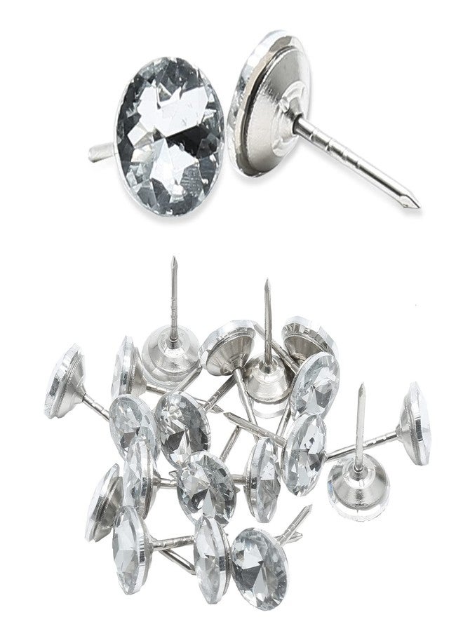 BokWin 100Pcs Diamond Crystal Upholstery Nails Tacks 16mm Clear Crystal Upholstery Decorative Push Pins for DIY Sofa Headboard Furniture Wall Decor - Image 1